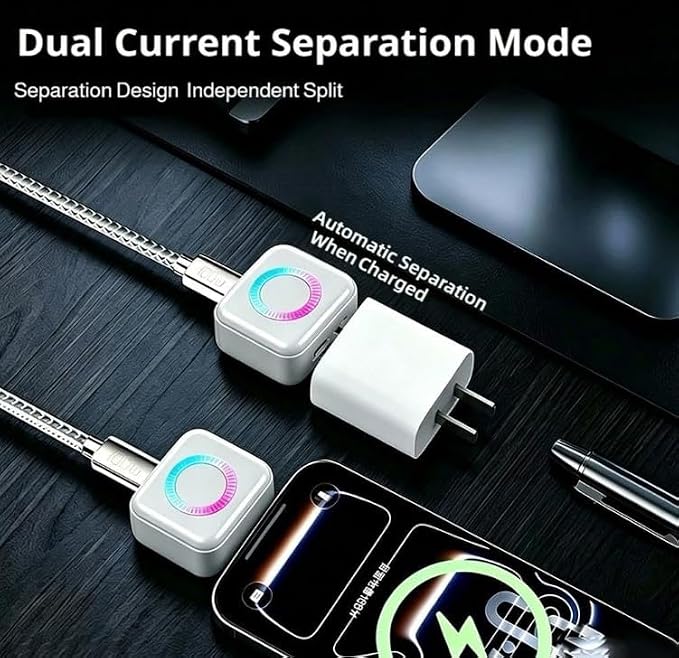 2-in-1 USB-C Magnetic Wireless Charger Adapter for iPhone 15/16 Series, 20W Fast Charging Converter, Type-C Plug-in Magnetic Charging Receiver, Compact Portable Charging Accessory
